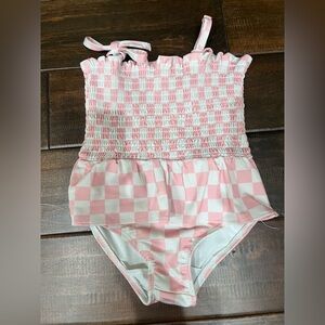 Siix - spearmint love - strawberry shortcake checkerboard smocked swimsuit